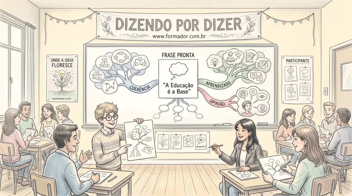 Ilustração da Dinâmica Dizendo por Dizer - Objetivos: A partir de uma frase pronta fomentar...