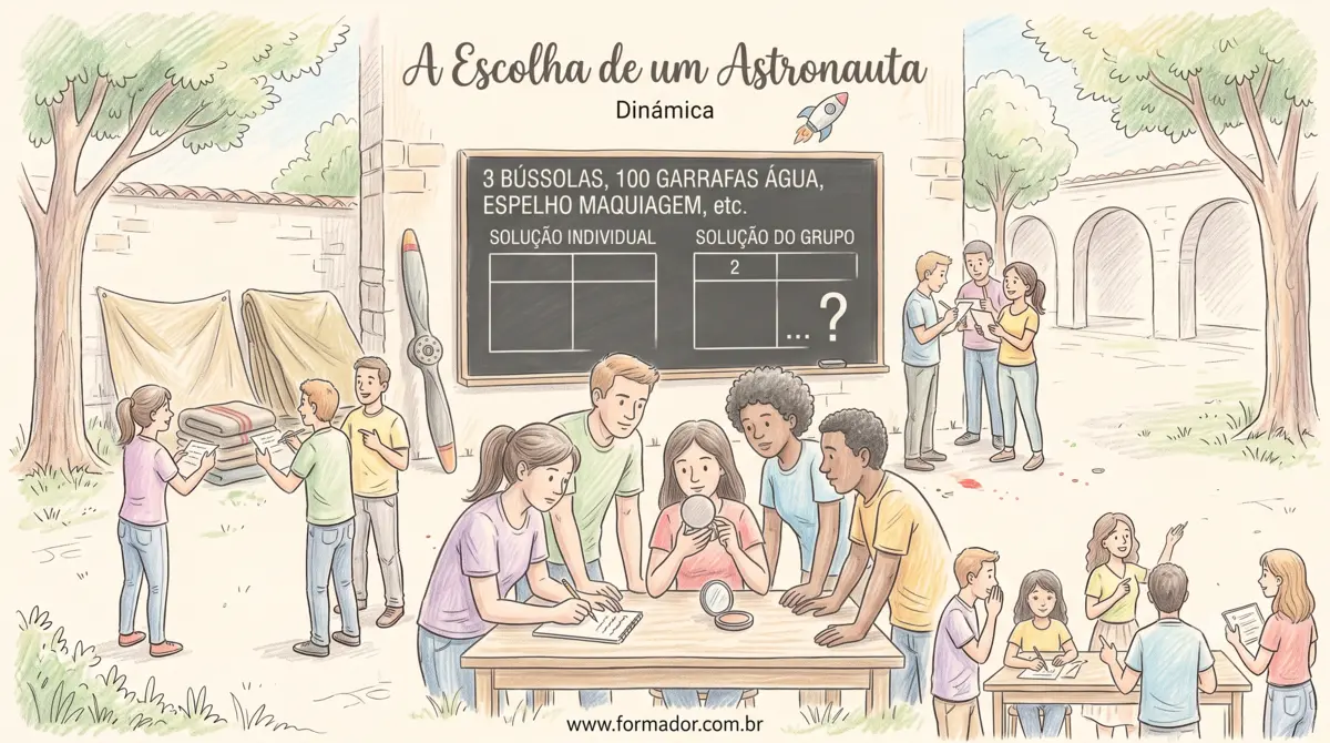 Ilustração da Dinâmica A Escolha de um Astronauta - Objetivos: Este teste foi adaptado de um teste u...