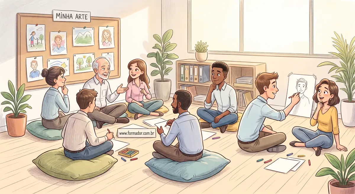 Ilustração da Dinâmica Minha Arte - Objetivos: Proporcionar o afloramento da criativ...