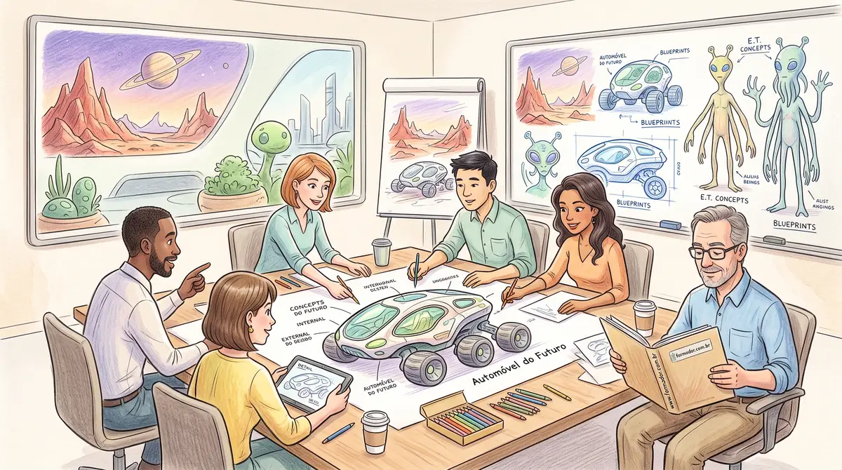 Ilustração da Dinâmica Automóvel do Futuro - Objetivos: Desenvolver o poder de negociação, me...